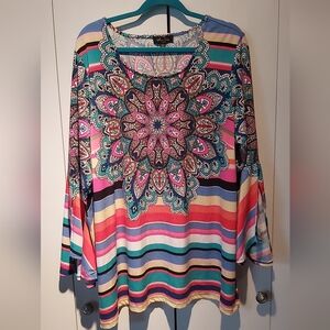 Melissa Paige Multi-Color Top/Blouse 2X